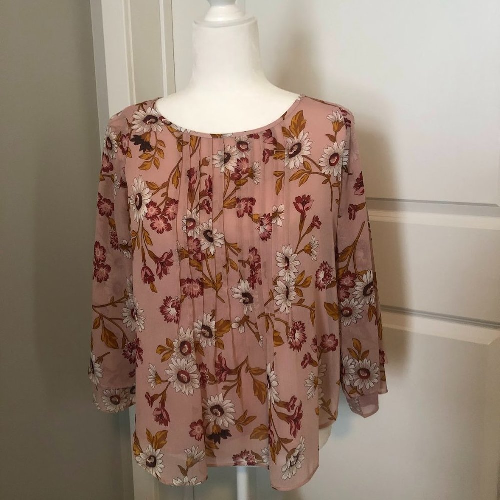 Ann Taylor Petite Layered Bell Sleeve Blouse